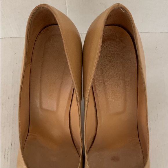 Italian shiny and soft natural tan color leather shoes square block heels Eu 40 - Picture 6 of 8